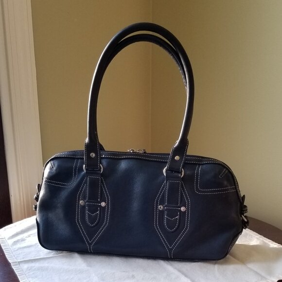 Tignanello Handbags - Tignanello Leather Satchel - Navy Blue